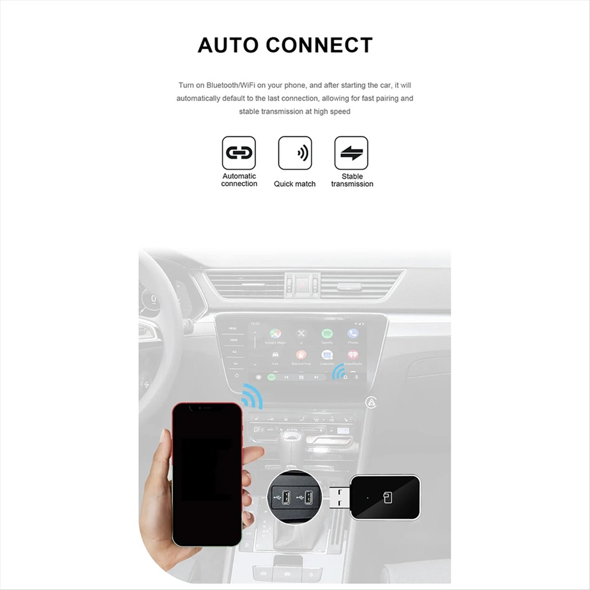 Wifi Smart Plug - Adaptador Sem Fio para CarPlay e